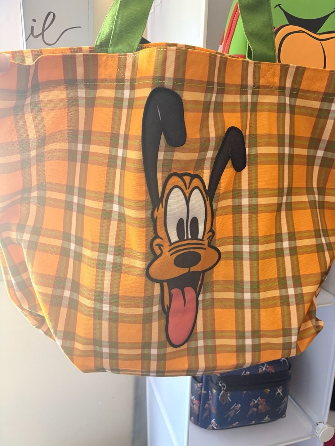 Loungefly Disney Pluto 95th Anniversary Plaid Canvas Tote Bag 1