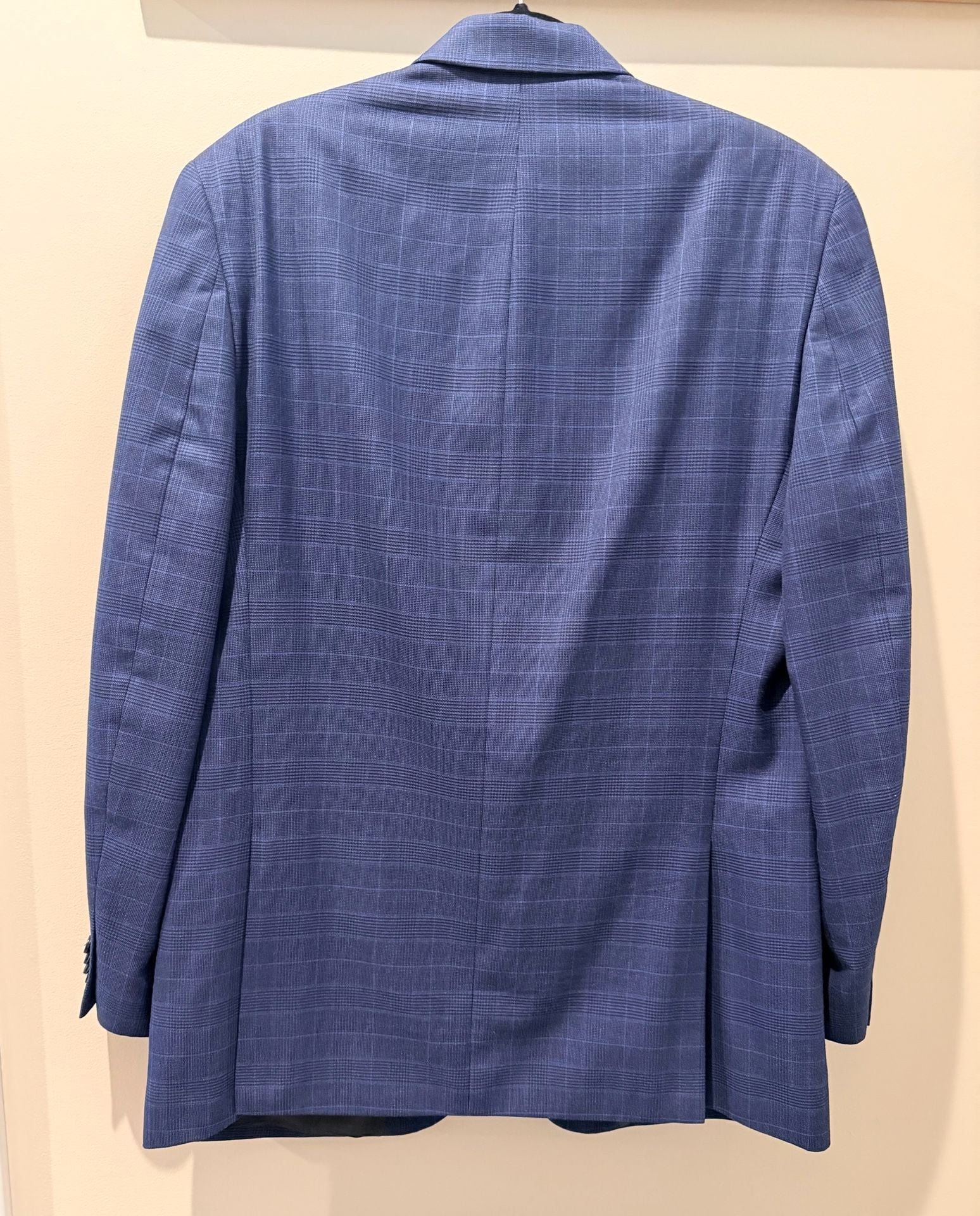 Michael Michael Kors Plaid Suit Jacket Size 42L Blue Rayon Polyester 3