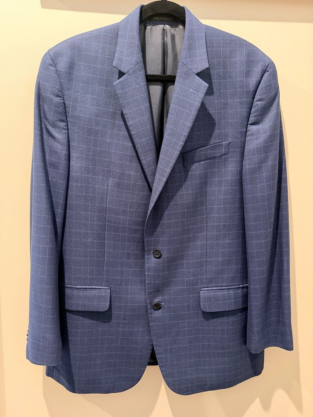 Michael Michael Kors Plaid Suit Jacket Size 42L Blue Rayon Polyester 2