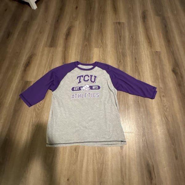 47 Brand TCU Horned Frogs Raglan 3/4-Sleeve Shirt Gray Purple
