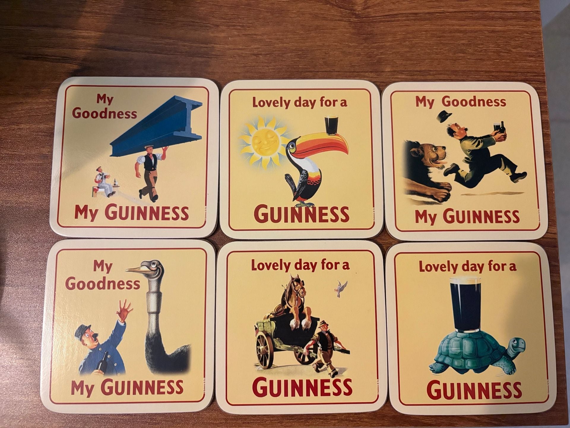 Guinness Vintage Poster Art Cork Coasters Set of 6 Barware 1