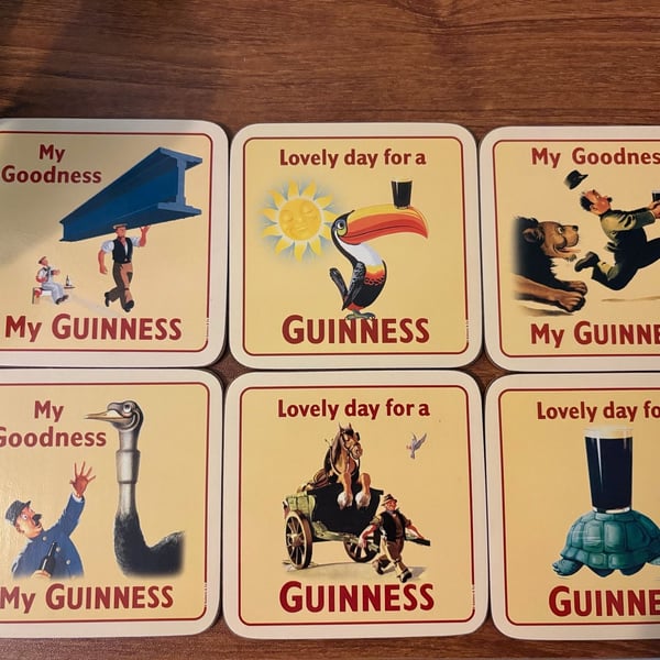 Guinness Vintage Poster Art Cork Coasters Set of 6 Barware