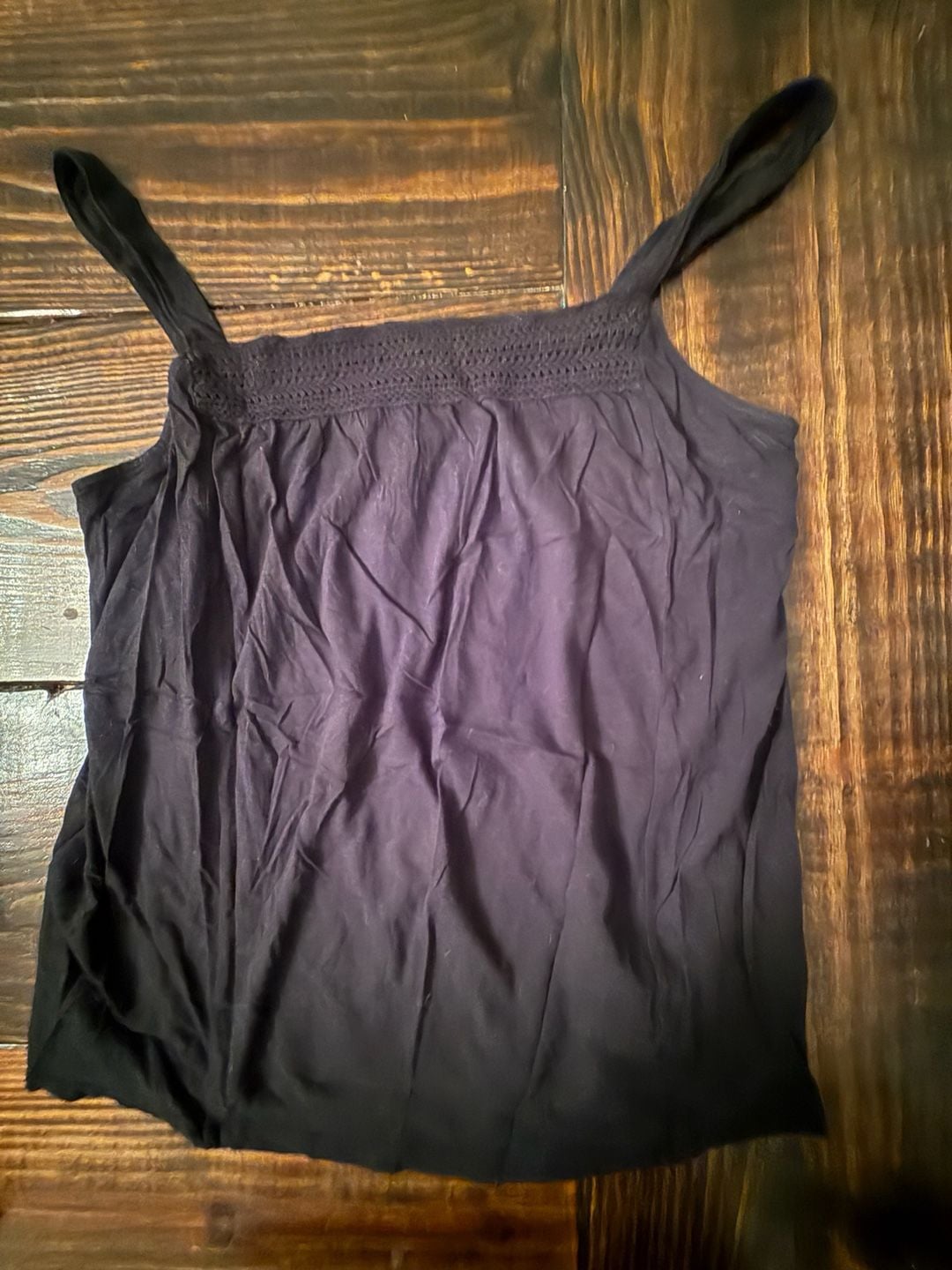 Old Navy Tank Top Size M Black Crochet Yoke Square Neck Sleeveless 2
