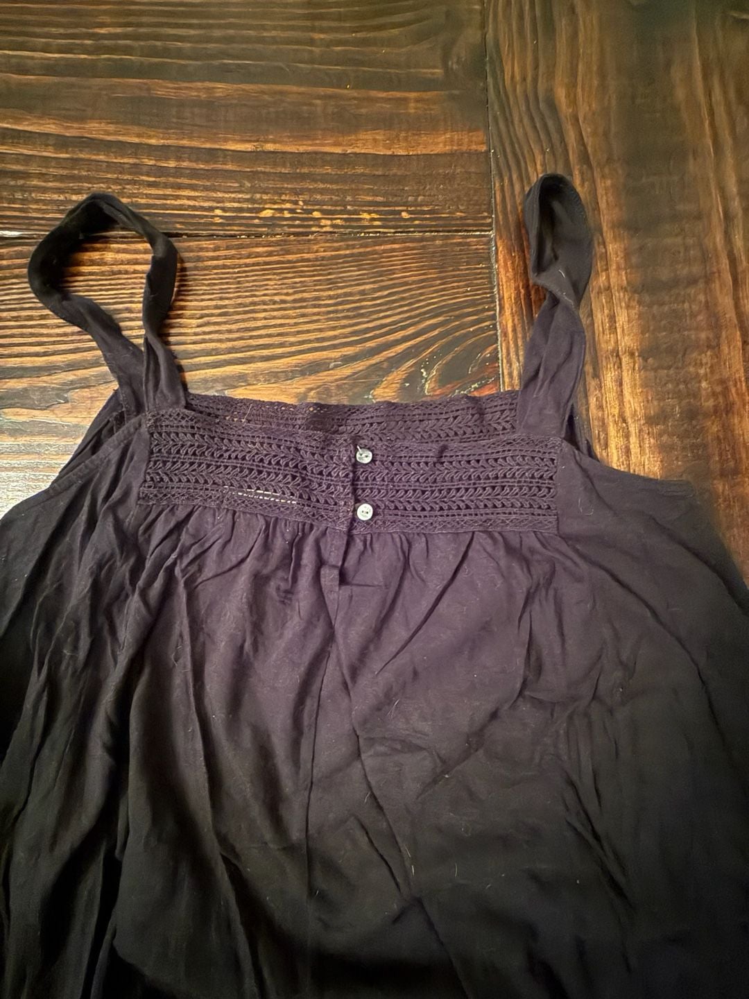 Old Navy Tank Top Size M Black Crochet Yoke Square Neck Sleeveless 3