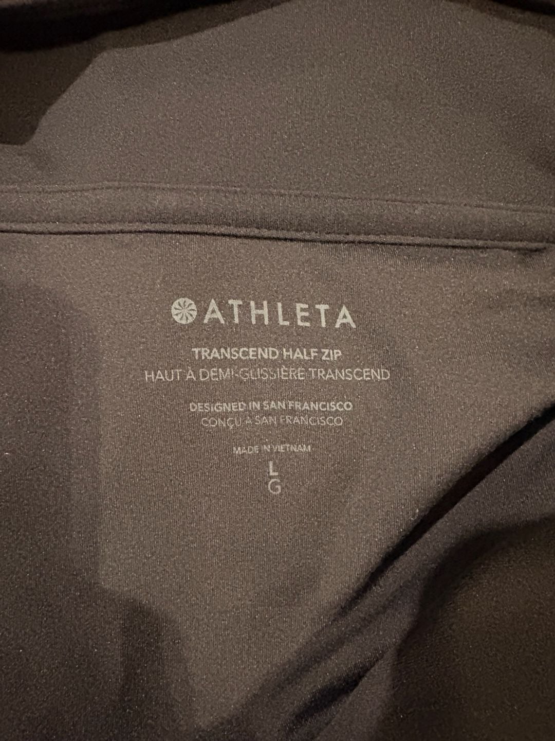 Athleta Transcend Half Zip Size L Black Pullover Top 6