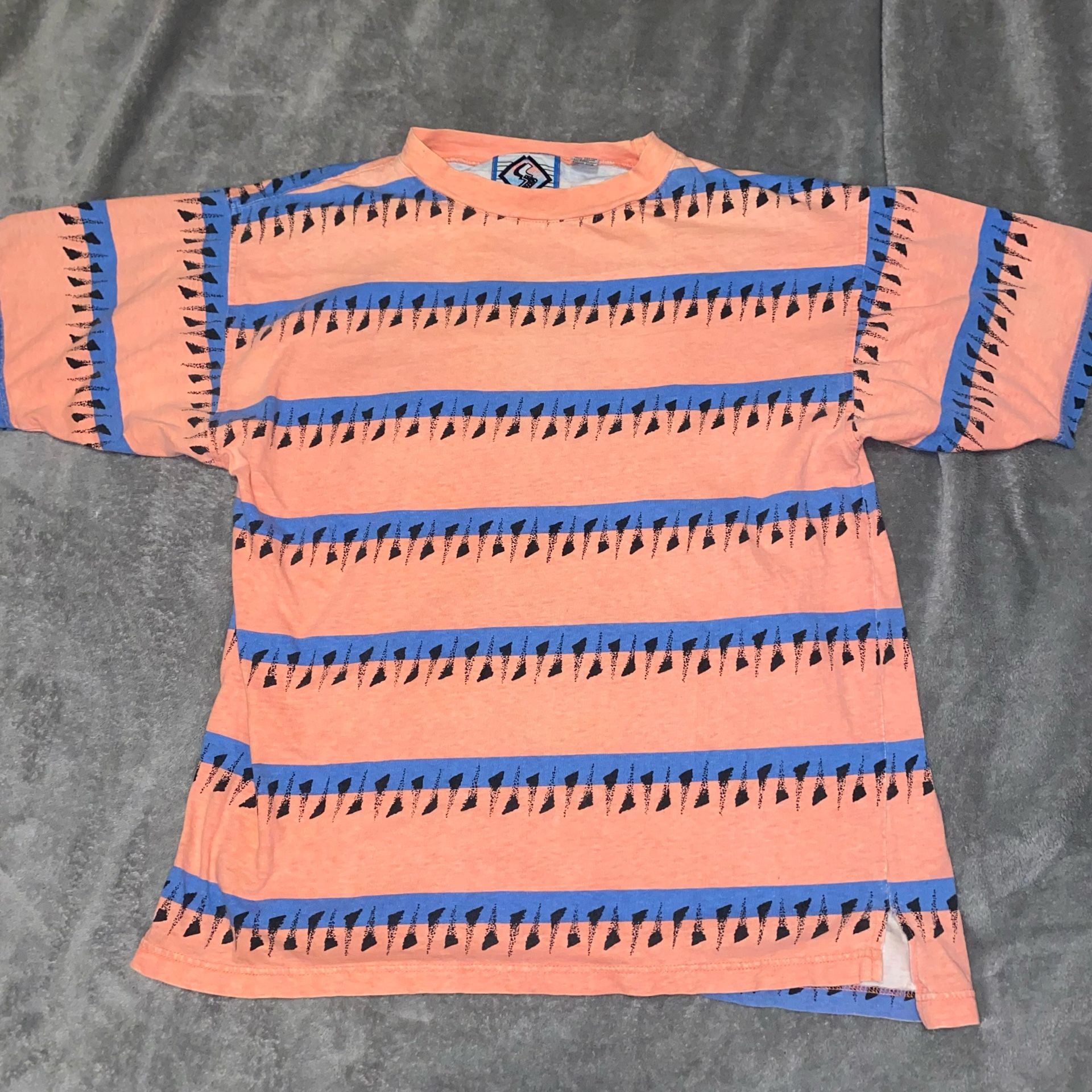 Santana T-Shirt Size M Vintage 90s Neon Striped Graphic 3