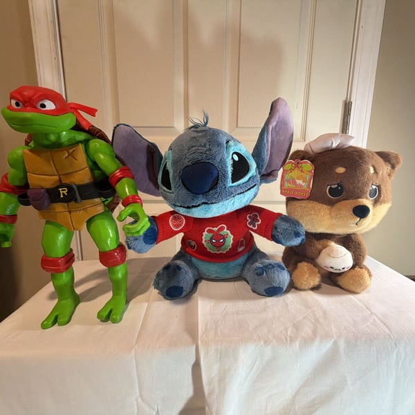 Toy bundle including Stitch Holiday Plush Stuffed Animal Spider-Man Sweater