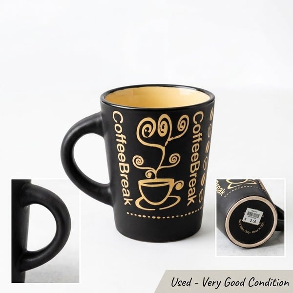 MY Café Scottsdale Coffee Break Ceramic Mug, Black and Yellow