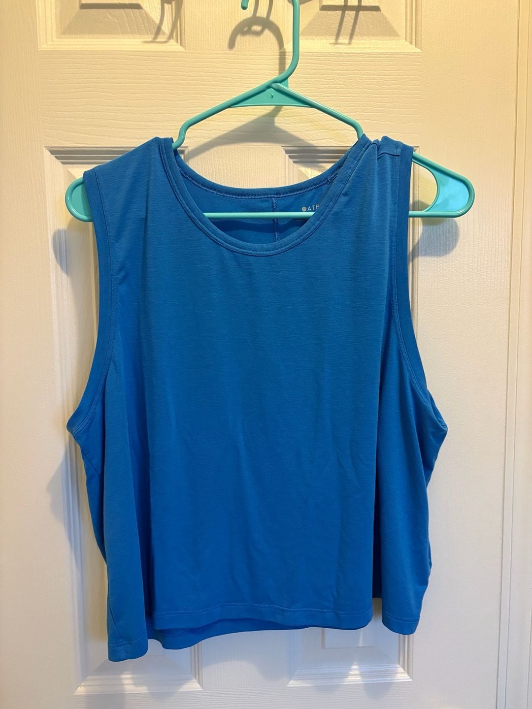 Athleta With Ease Muscle Tank Size L Blue Athletic Workout Shirt 2