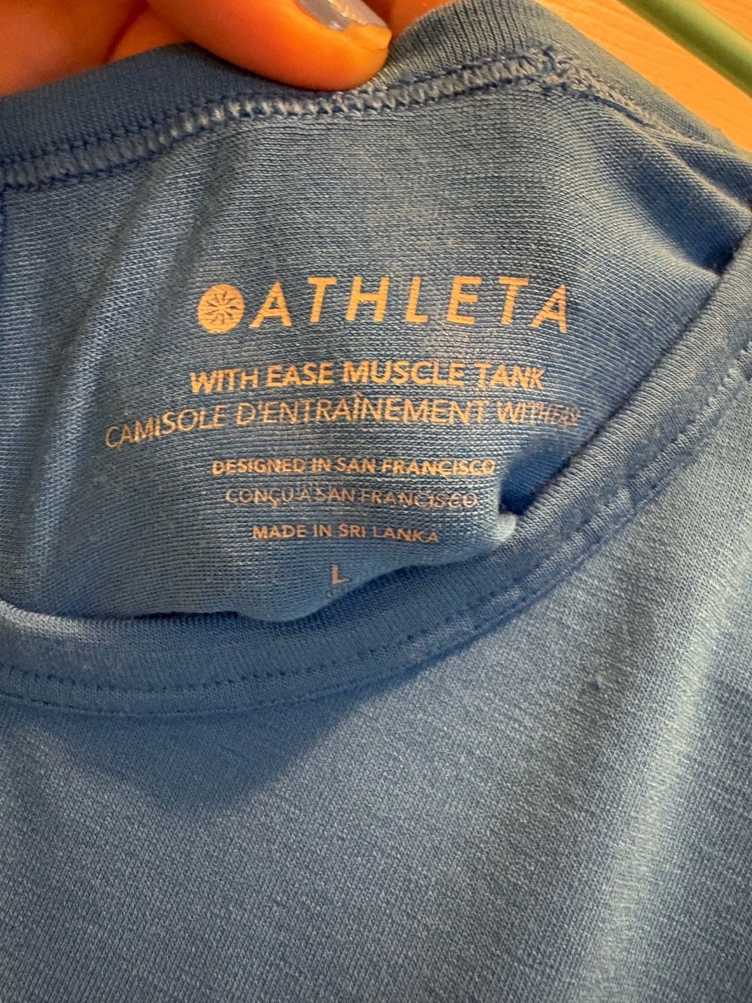 Athleta With Ease Muscle Tank Size L Blue Athletic Workout Shirt 4