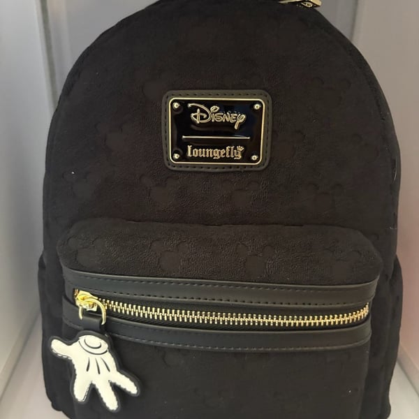 Loungefly Disney Mickey Mouse Terrycloth Allover Print Mini Backpack Black