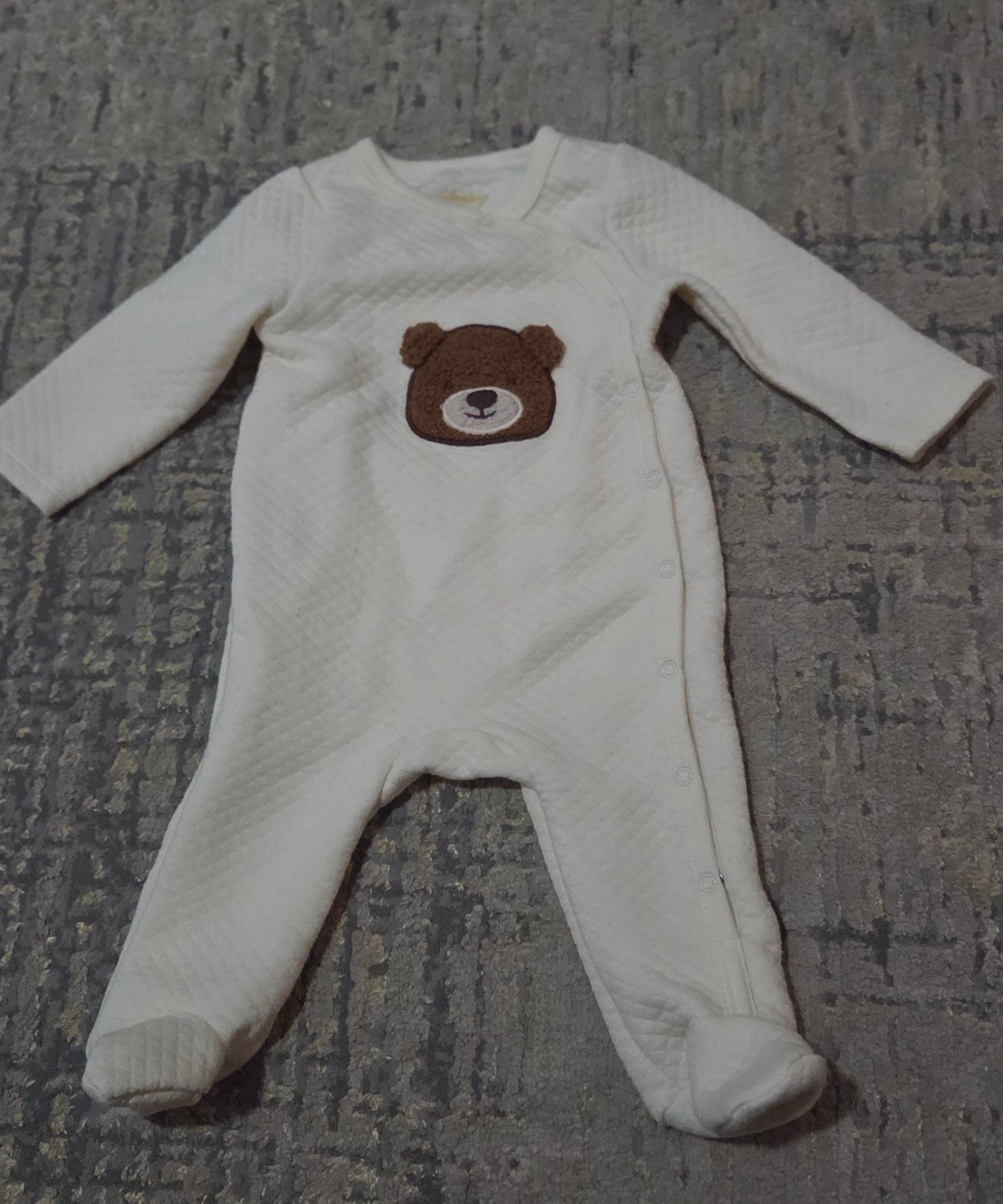 Sterling Baby Quilted Footed Sleepsuit Size 9m White Bear Applique 1