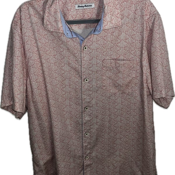 Tommy Bahama Island Zone Short Sleeve Shirt Pink Silk Blend