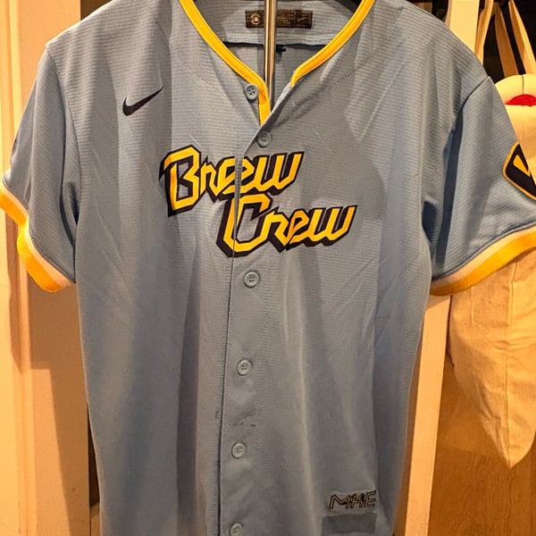 Nike Milwaukee Brewers City Connect Baseball Jersey Light Blue juniors/kids