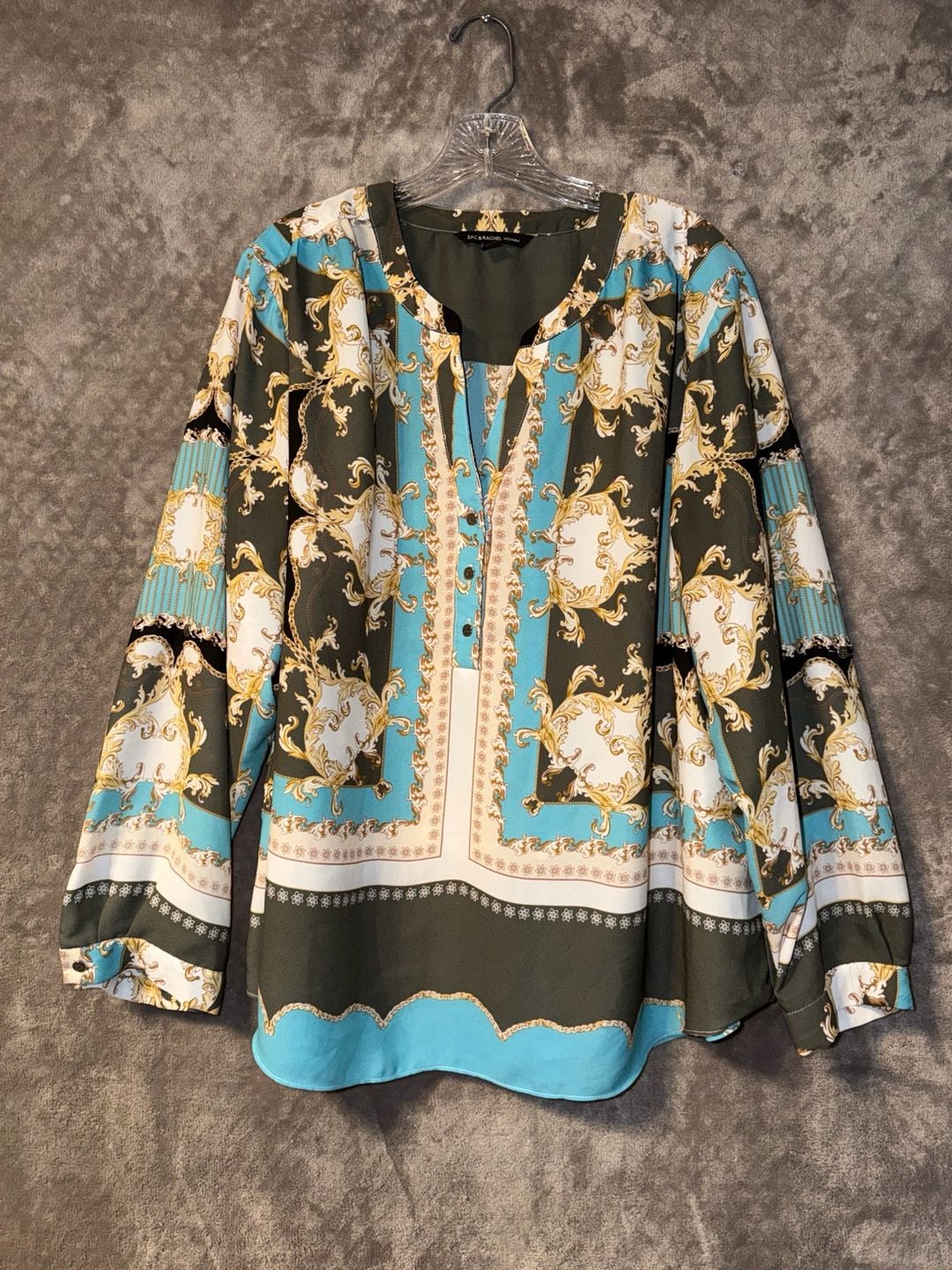 Zac & Rachel Paisley V Neck Ornate Printed Blouse Women’s 2XL 3