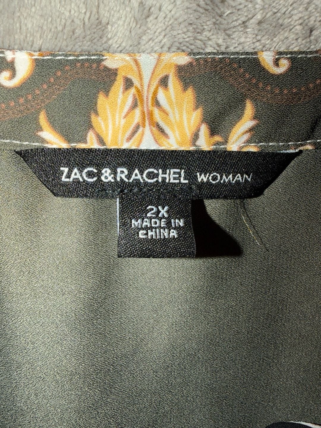 Zac & Rachel Paisley V Neck Ornate Printed Blouse Women’s 2XL 9