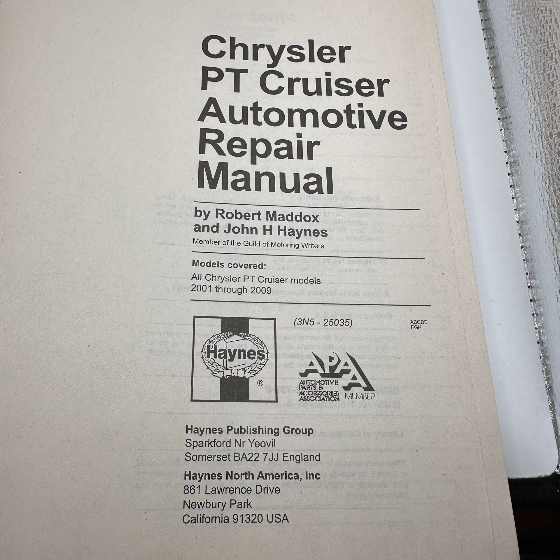 Haynes Chrysler PT Cruiser Repair Manual 2001-2009 All Models #25035 4