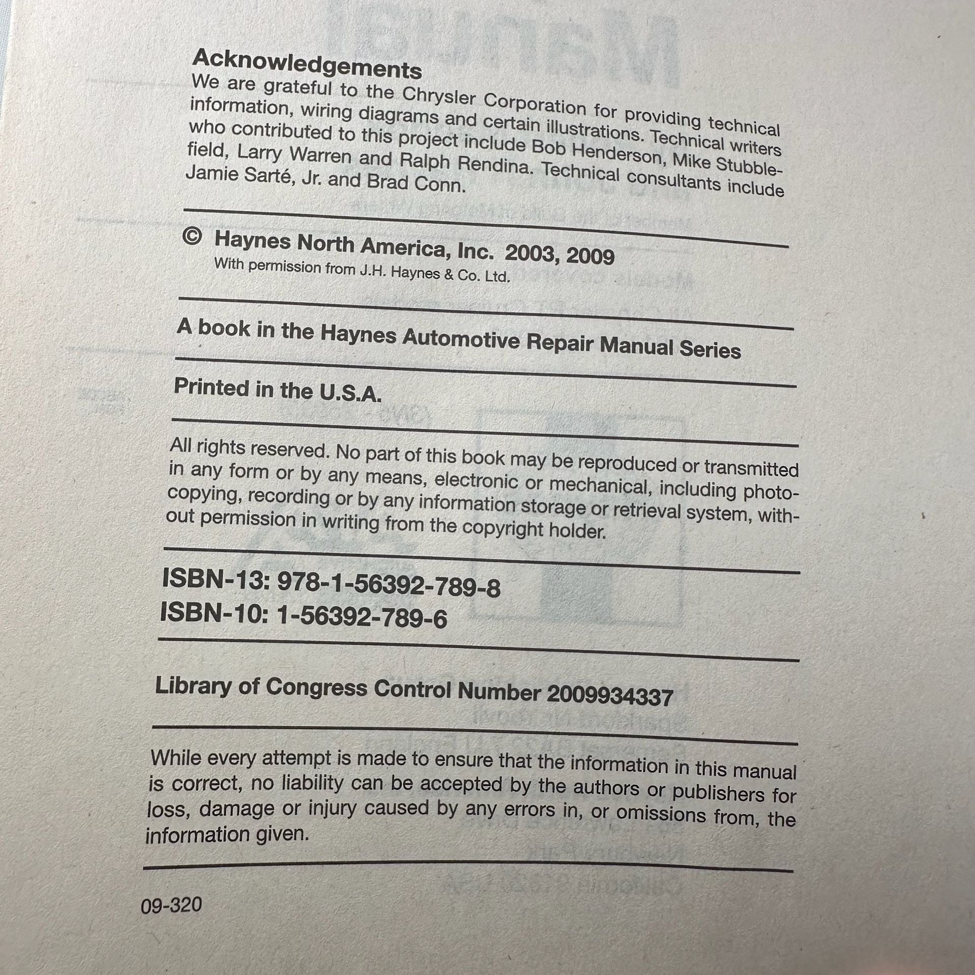 Haynes Chrysler PT Cruiser Repair Manual 2001-2009 All Models #25035 5
