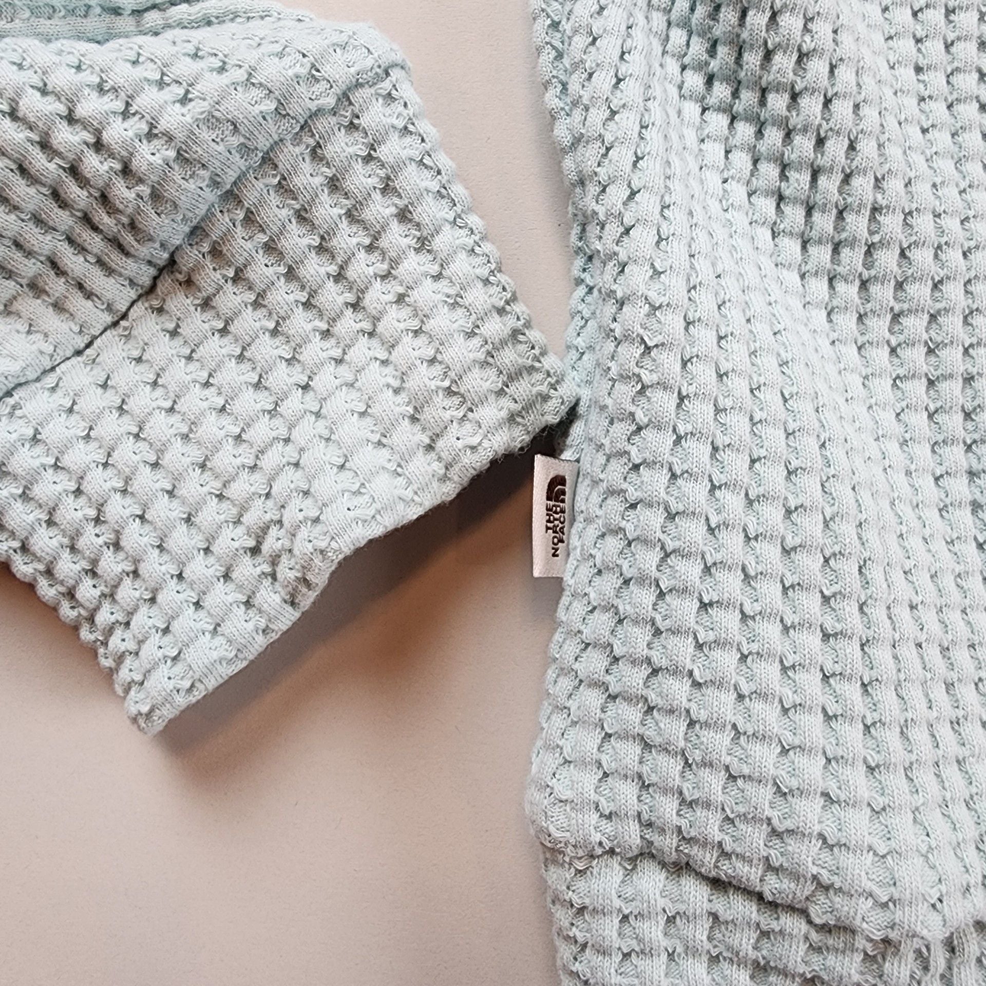North Face Chabot Waffle Knit Mock Neck Pullover Light Blue Sage Small Gorpcore 13