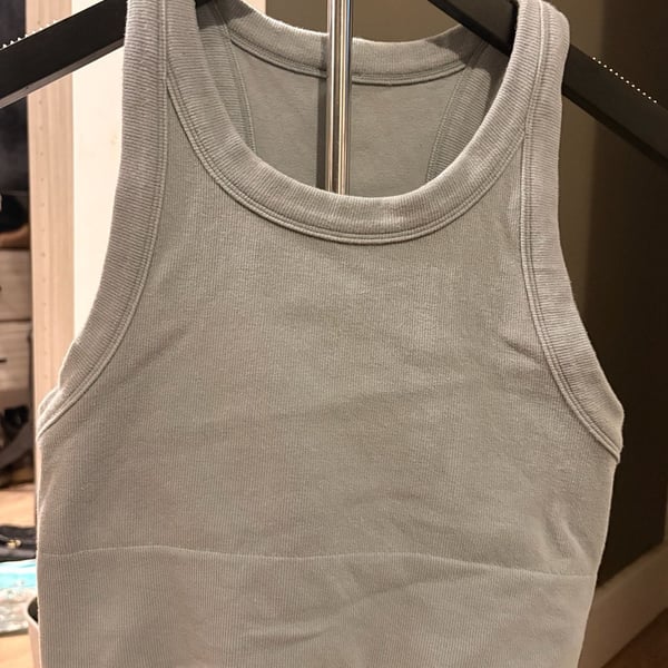 Alo Yoga Seamless Delight High Neck Bra Blue Ribbed Crop Top size medium