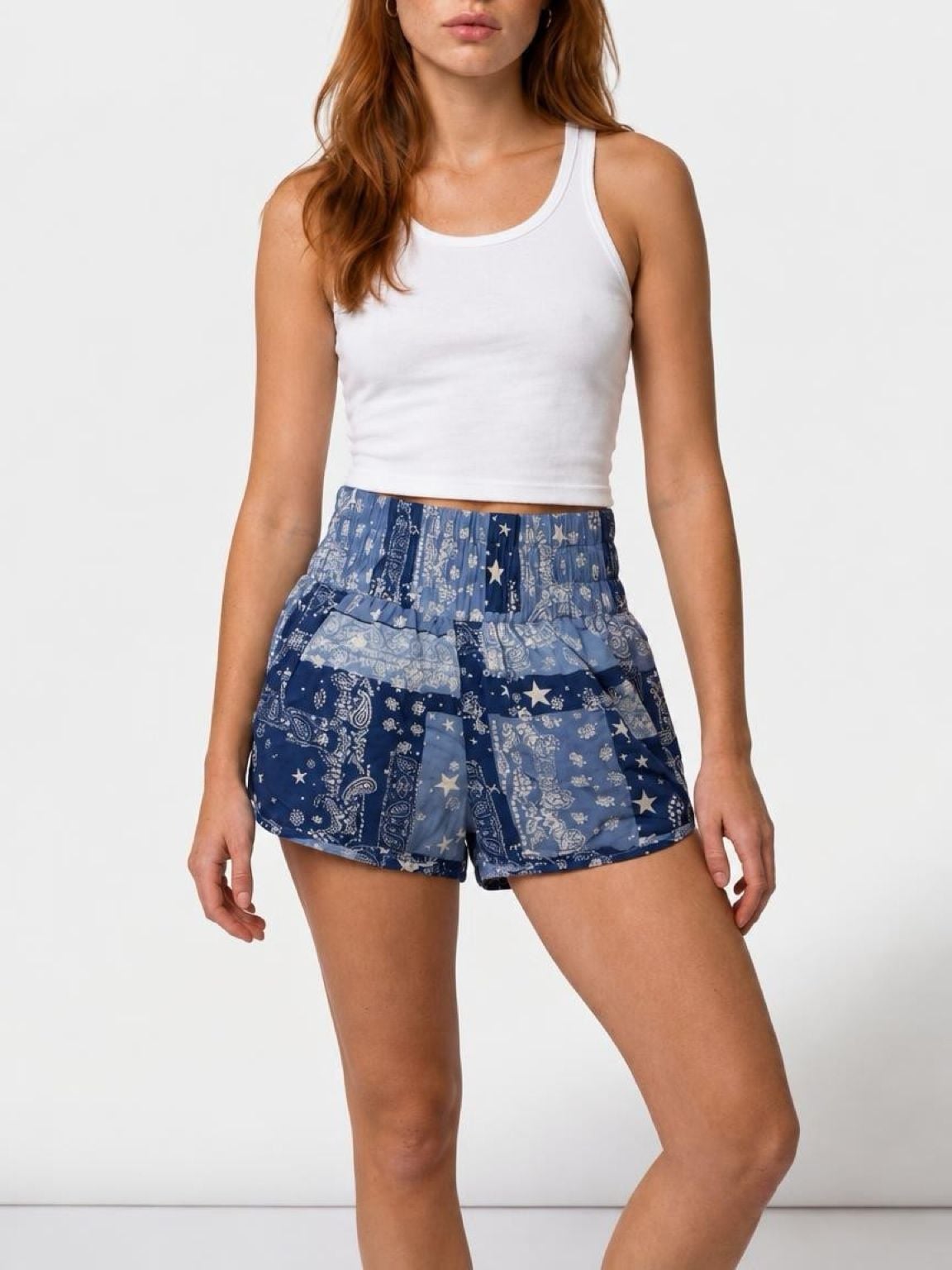 FP Movement The Way Home Shorts Size XL Blue Paisley Star Printed 2