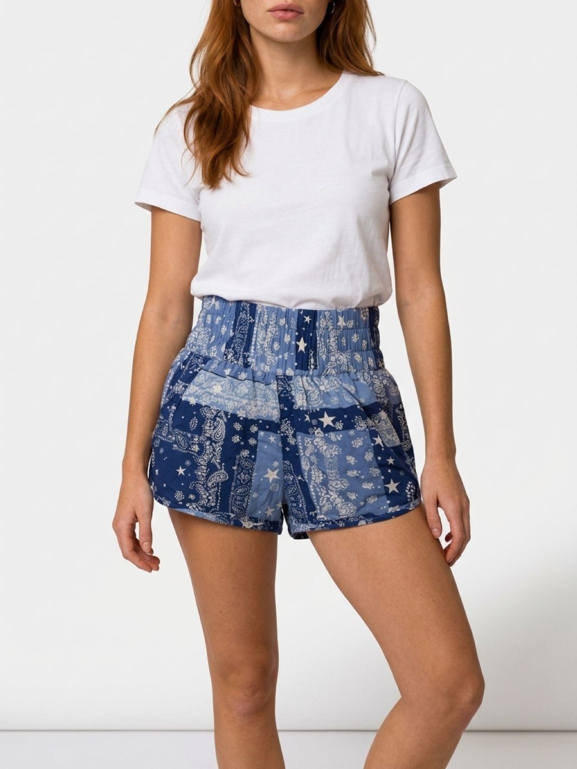 FP Movement The Way Home Shorts Size XL Blue Paisley Star Printed 3