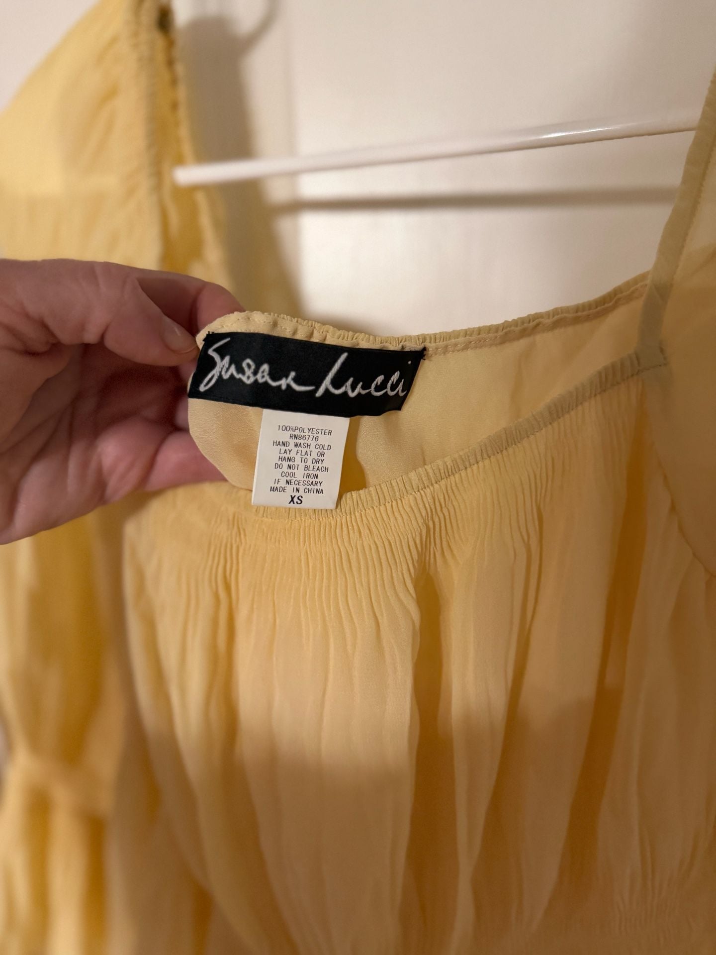 Susan Lucci Dress Size XS Yellow Shirred Mini 3