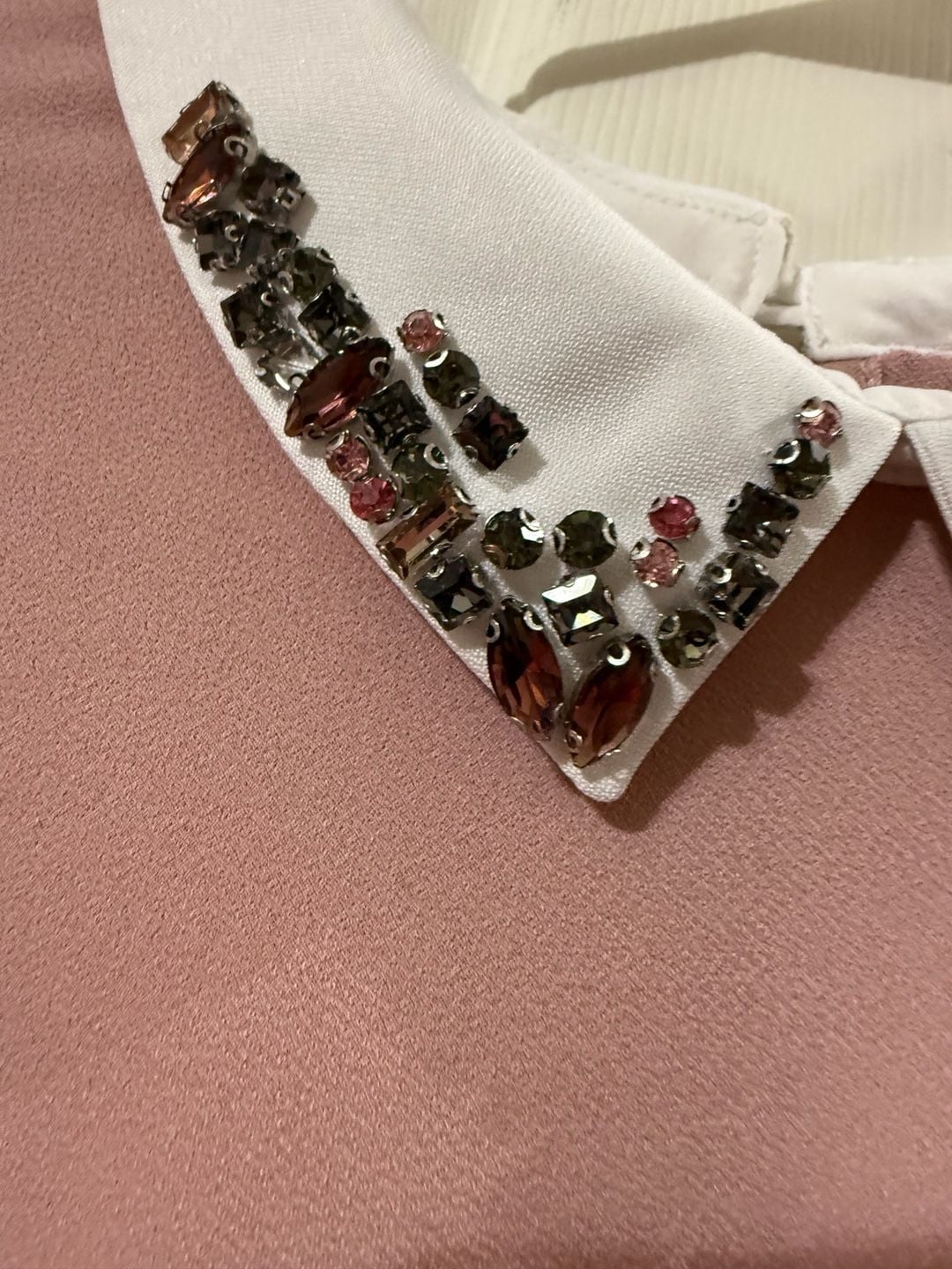 faith and joy Blouse Size L Pink Rhinestone Collar 4