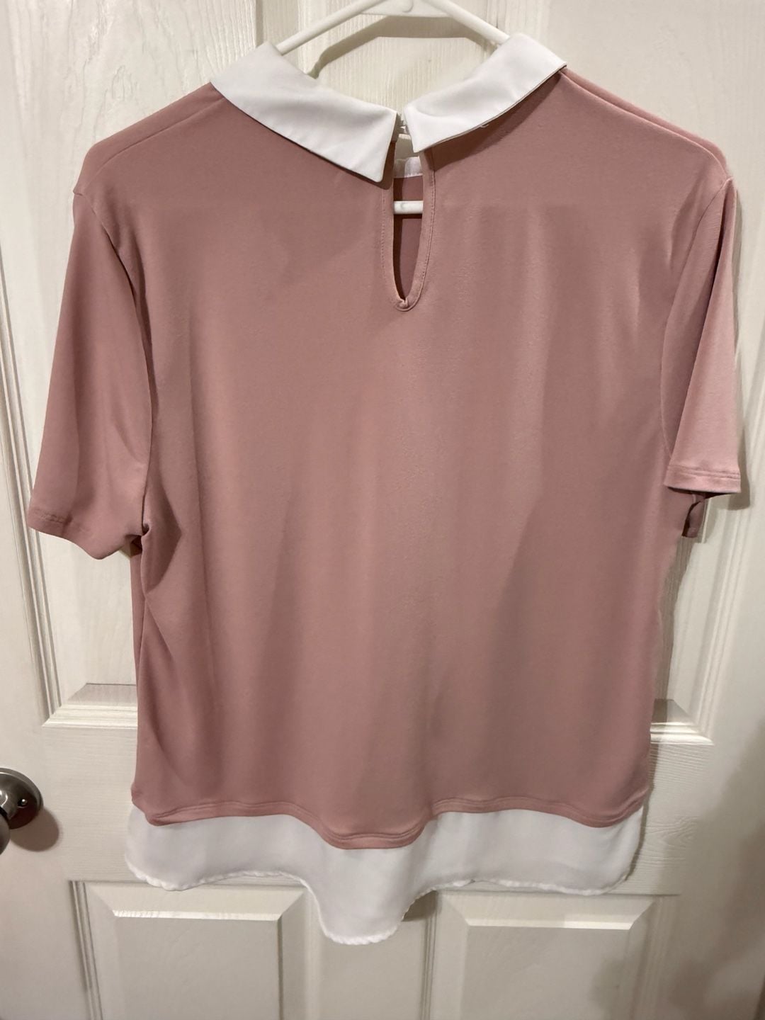 faith and joy Blouse Size L Pink Rhinestone Collar 5