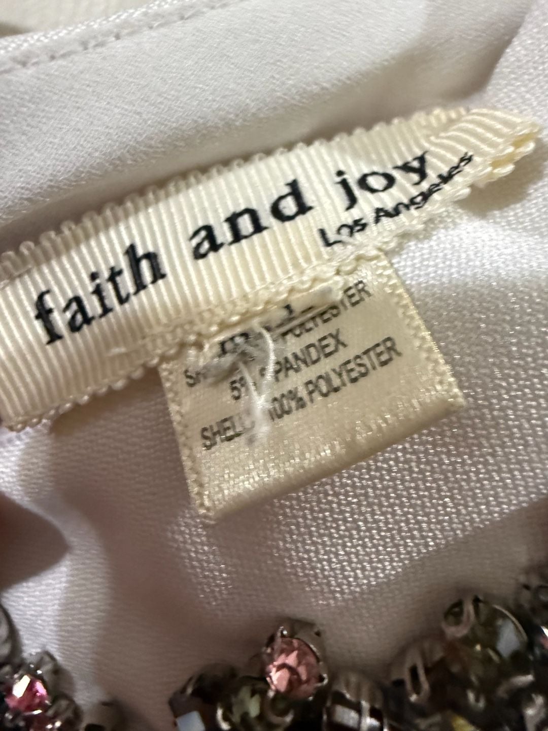 faith and joy Blouse Size L Pink Rhinestone Collar 7