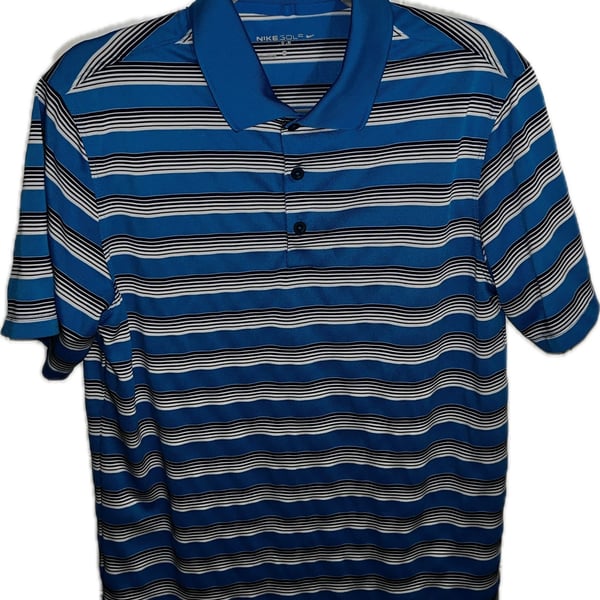 Nike Golf Polo Shirt Size S Blue Striped Dri-Fit