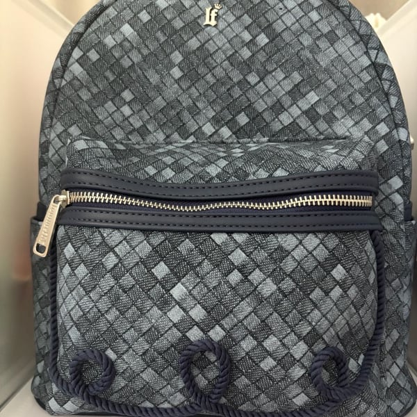 Loungefly Woven Faux Denim Convertible Mini Backpack Blue