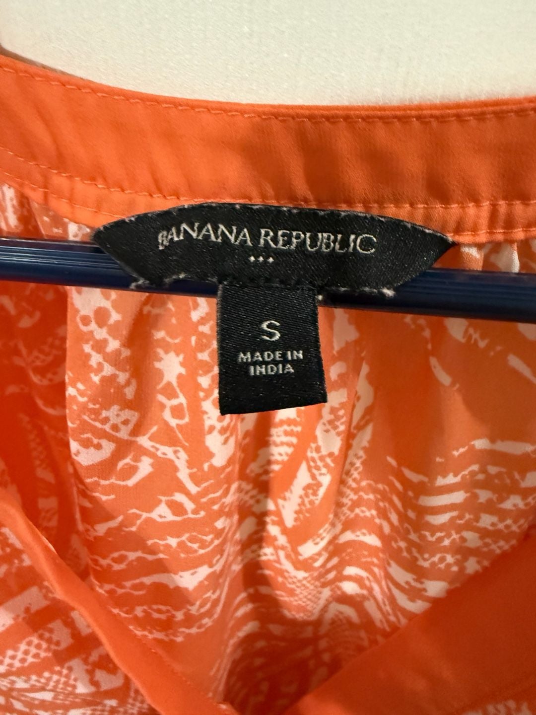 Banana Republic Blouse Size S Orange Tropical Palm Leaf Short Sleeve Top 3