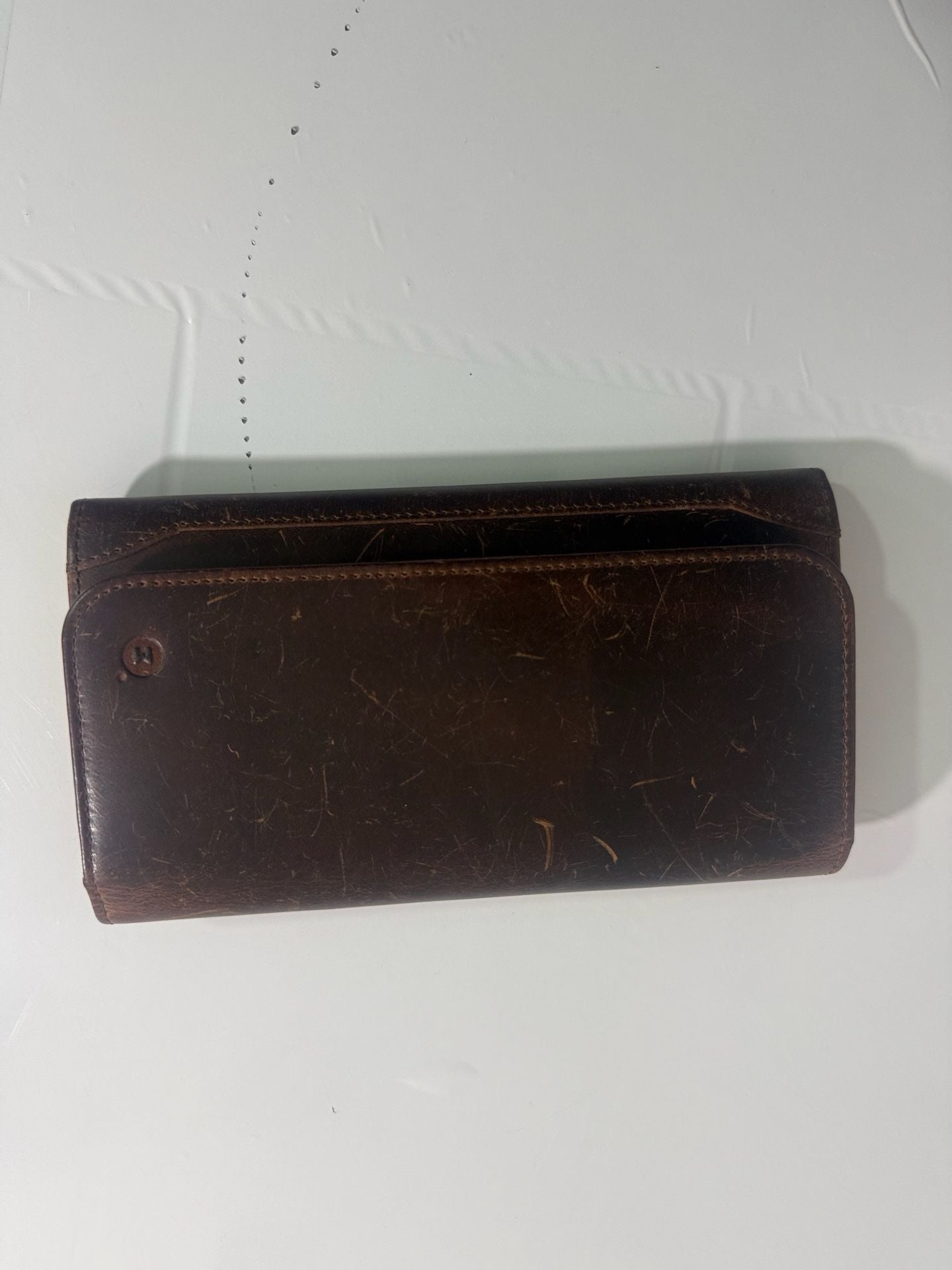 Moonster Leather Wallet Brown Distressed Long Clutch Purse 2