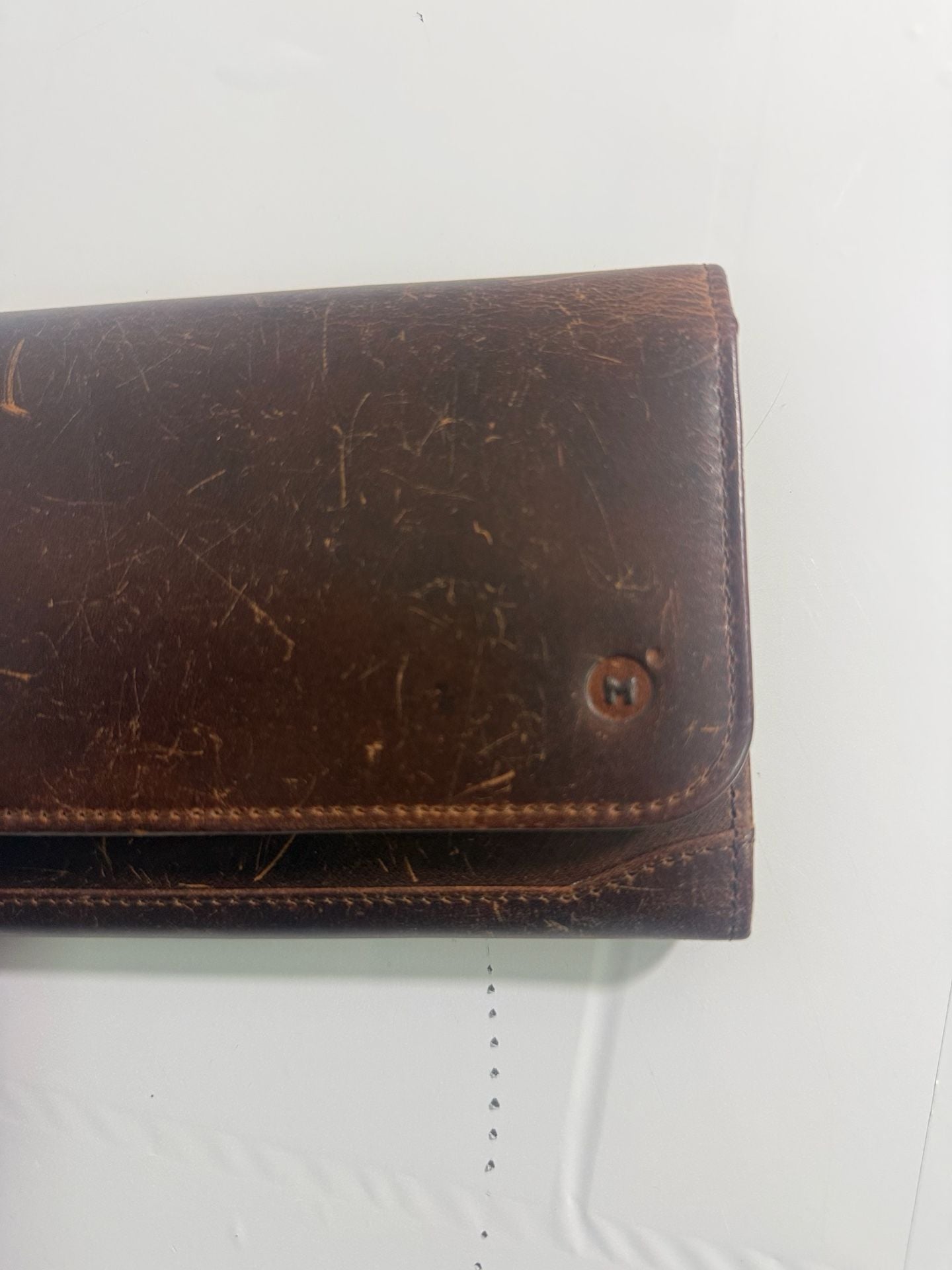 Moonster Leather Wallet Brown Distressed Long Clutch Purse 4