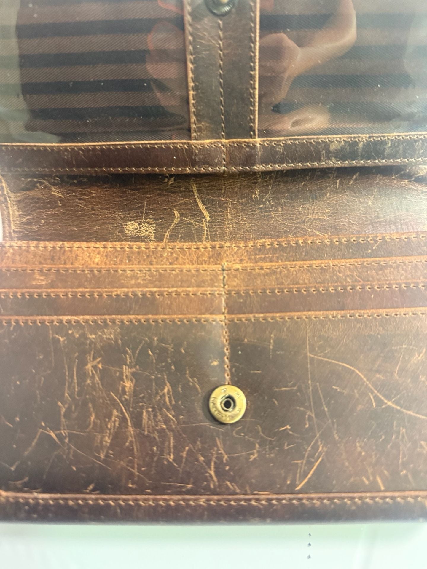 Moonster Leather Wallet Brown Distressed Long Clutch Purse 6