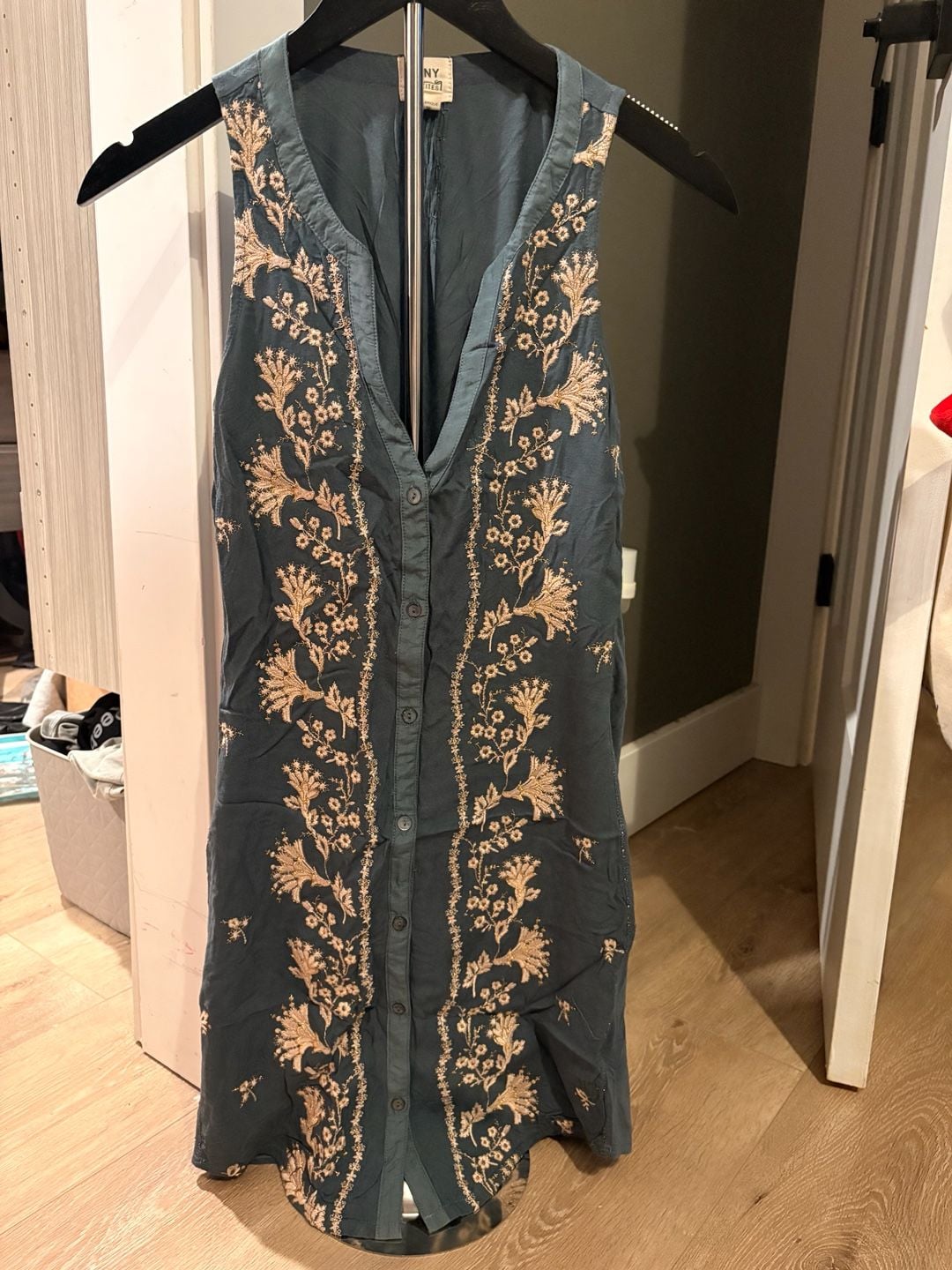 Anthropologie Tiny Petites Embroidered Syden Shirtdress Size SP Blue 2