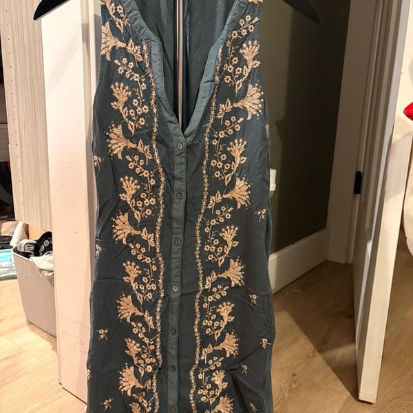 Anthropologie Tiny Petites Embroidered Syden Shirtdress Size SP Blue