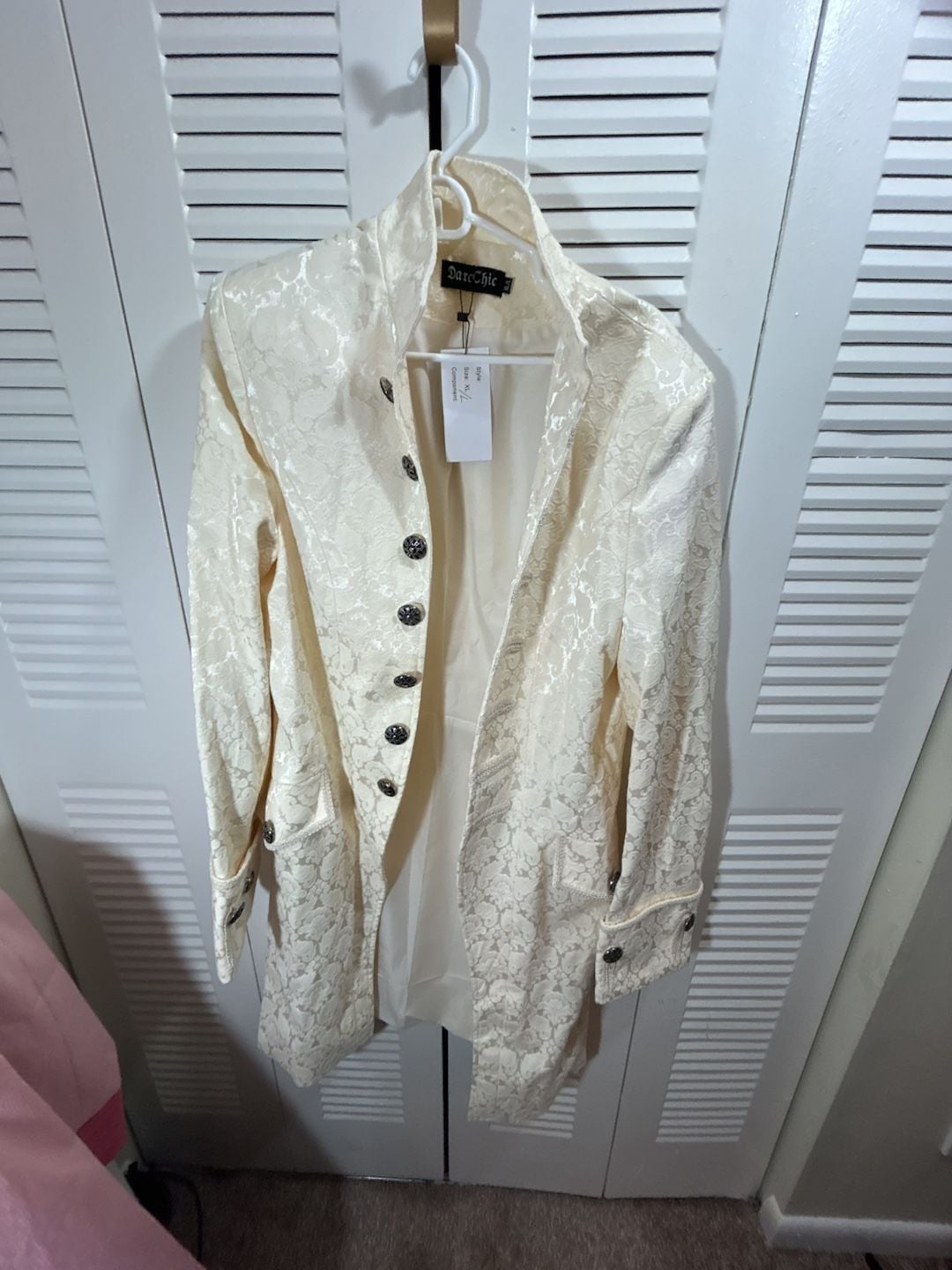 Renaissance Goth Steampunk Victorian Frock Coat Cream – Brocade L/XL Whimsgoth 2