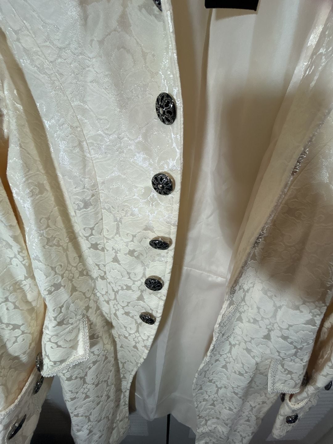 Renaissance Goth Steampunk Victorian Frock Coat Cream – Brocade L/XL Whimsgoth 4