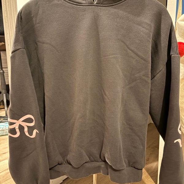 Edikted Bonney Bow Detail Hoodie Size M Dark Gray