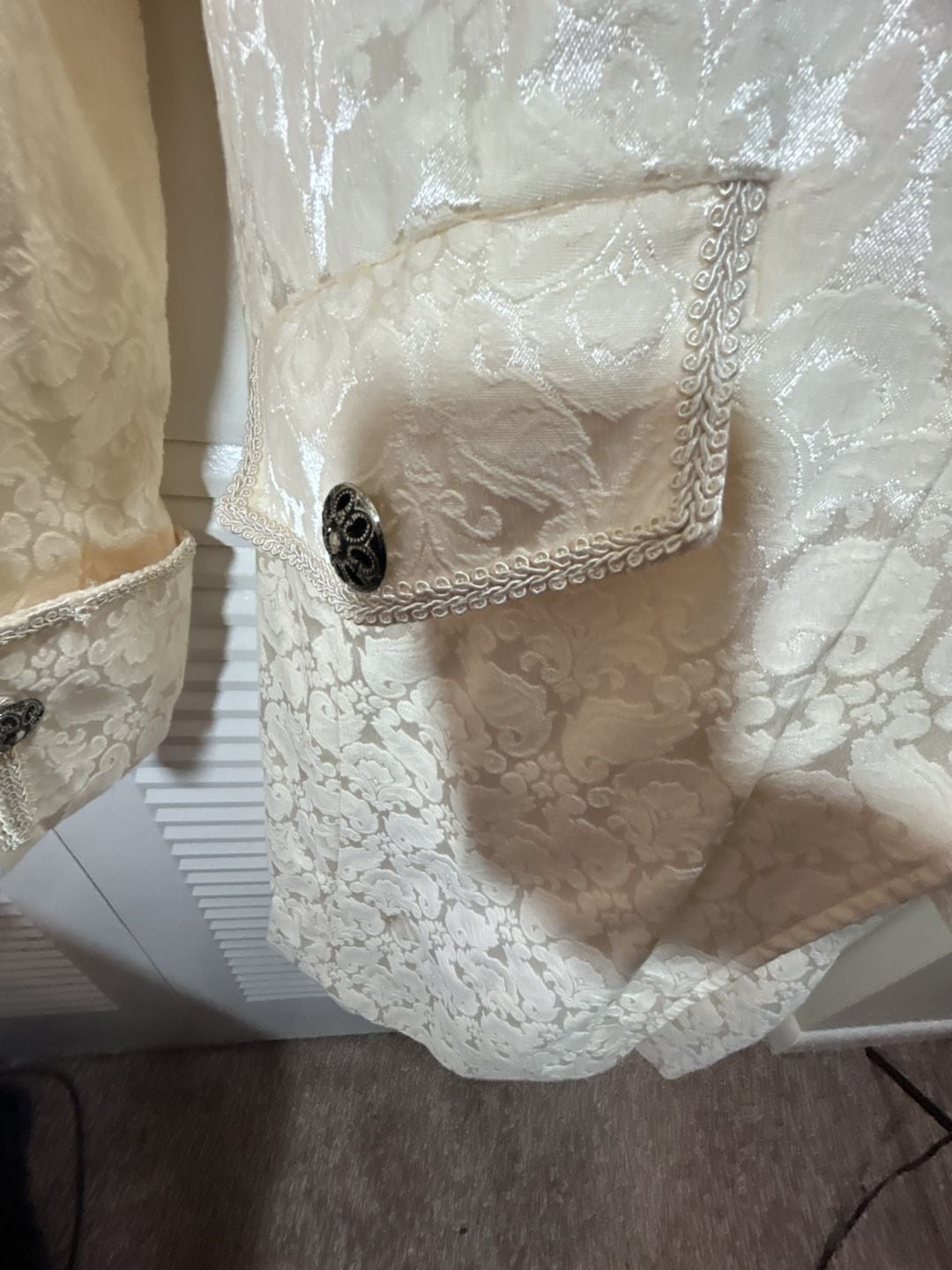 Renaissance Goth Steampunk Victorian Frock Coat Cream – Brocade L/XL Whimsgoth 7