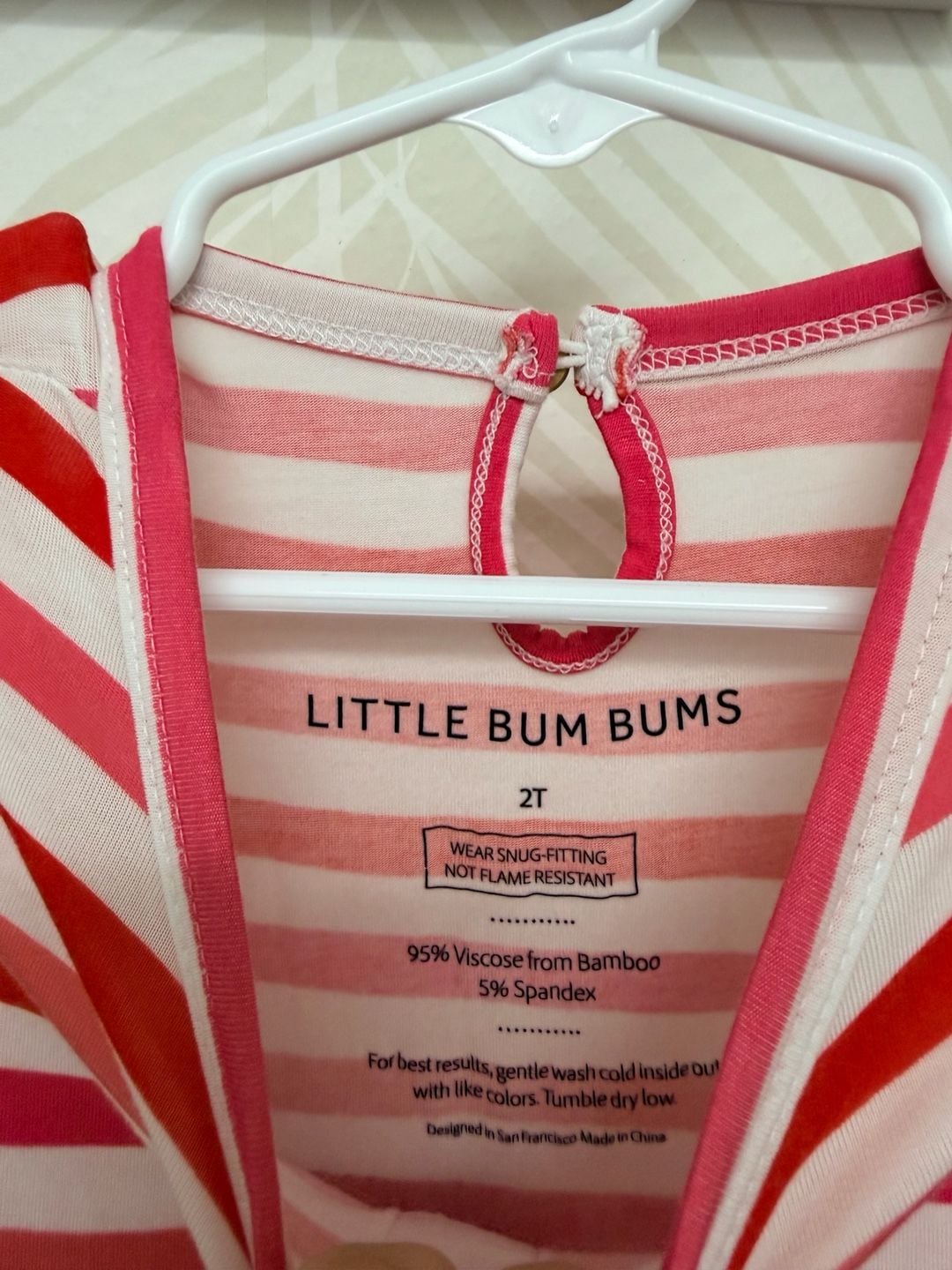 Little Bum Bums Stripe Twirl Bodysuit Dress Size 2T Pink Red Bamboo 3