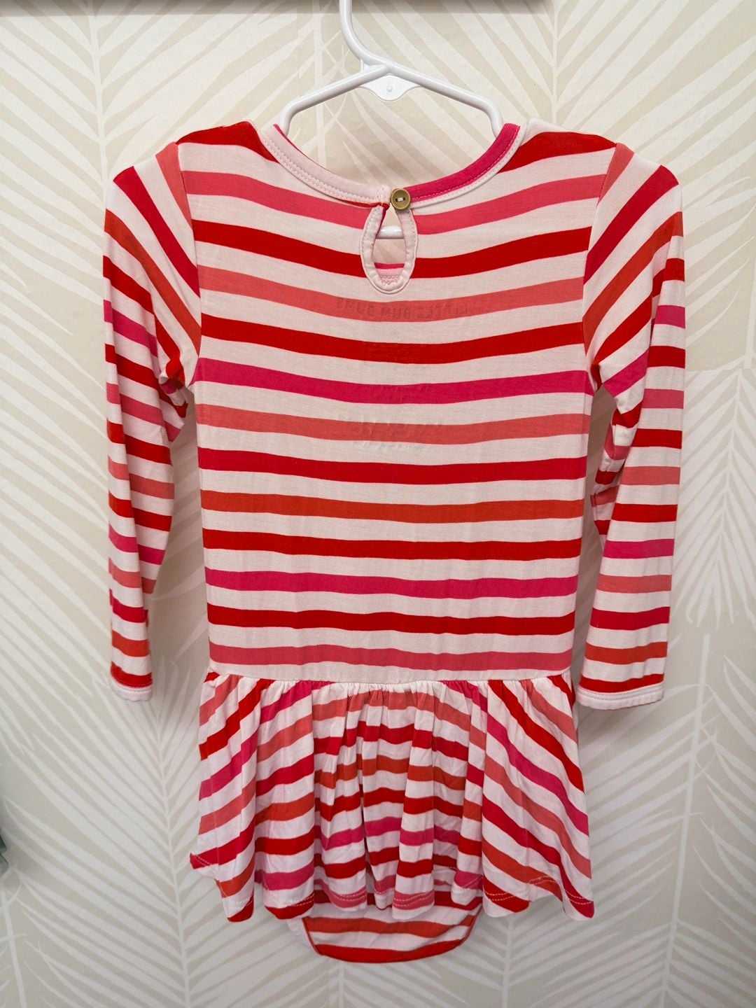 Little Bum Bums Stripe Twirl Bodysuit Dress Size 2T Pink Red Bamboo 4