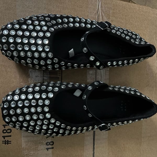 A New Day Black Issa Rhinestone Mary Jane Ballet Flats