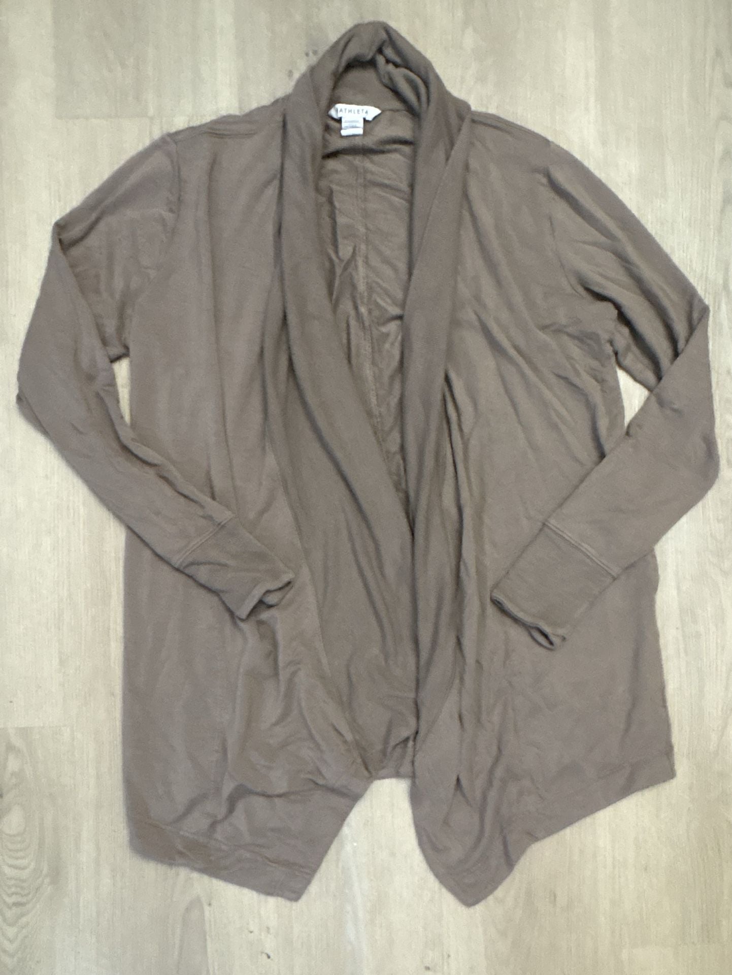 Athleta Taupe Pyrite Pranayama Restore Wrap Open Front Cardigan Size S 3