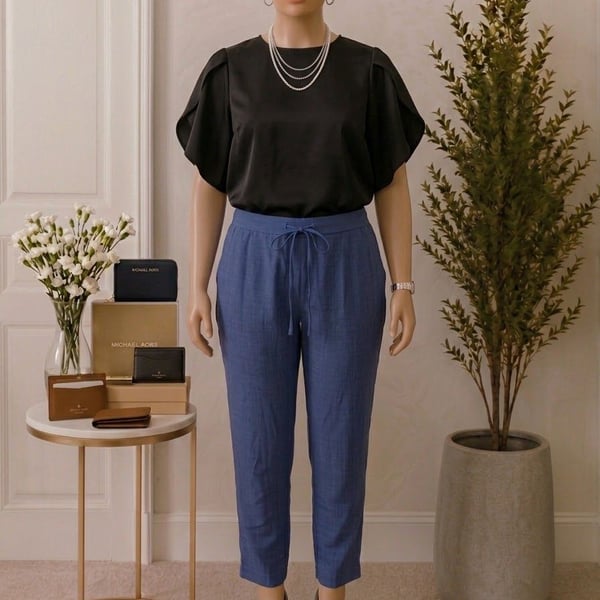 SHEIN Drawstring Waist Pants Size 3XL Blue