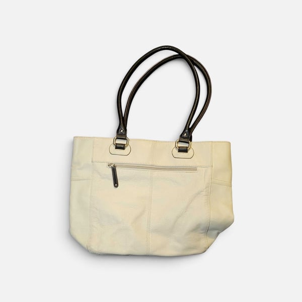 Tignanello Leather Tote Shopper Handbag Cream