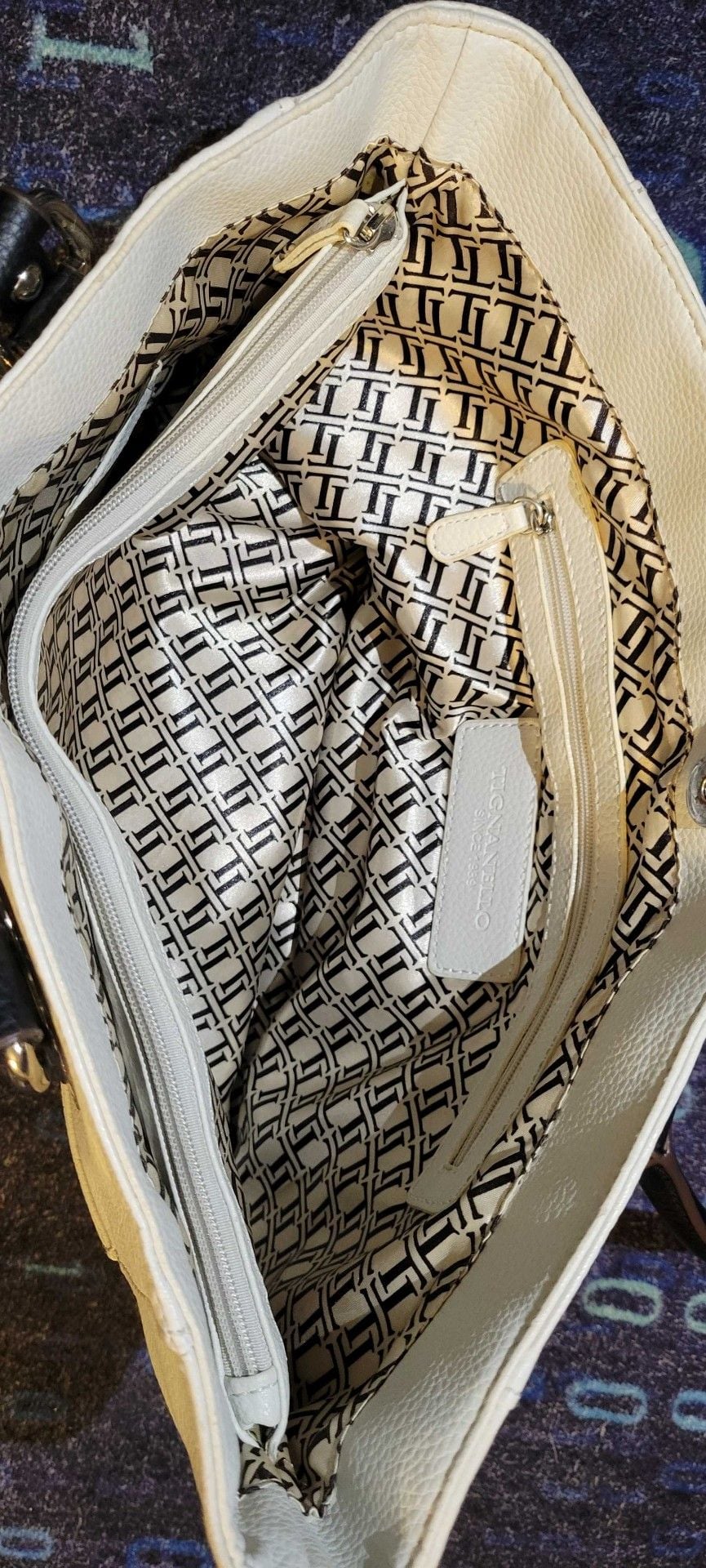 Tignanello Leather Tote Shopper Handbag Cream 8