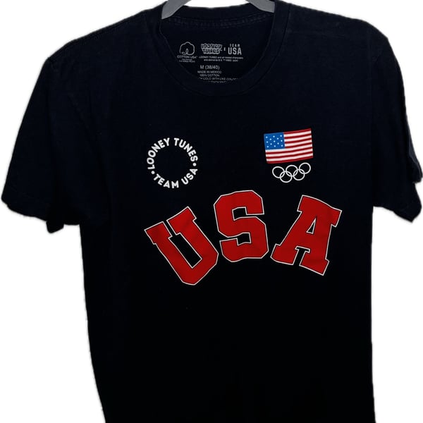 Looney Tunes x Team USA T-Shirt Size M (38/40) Black Olympics Graphic Tee